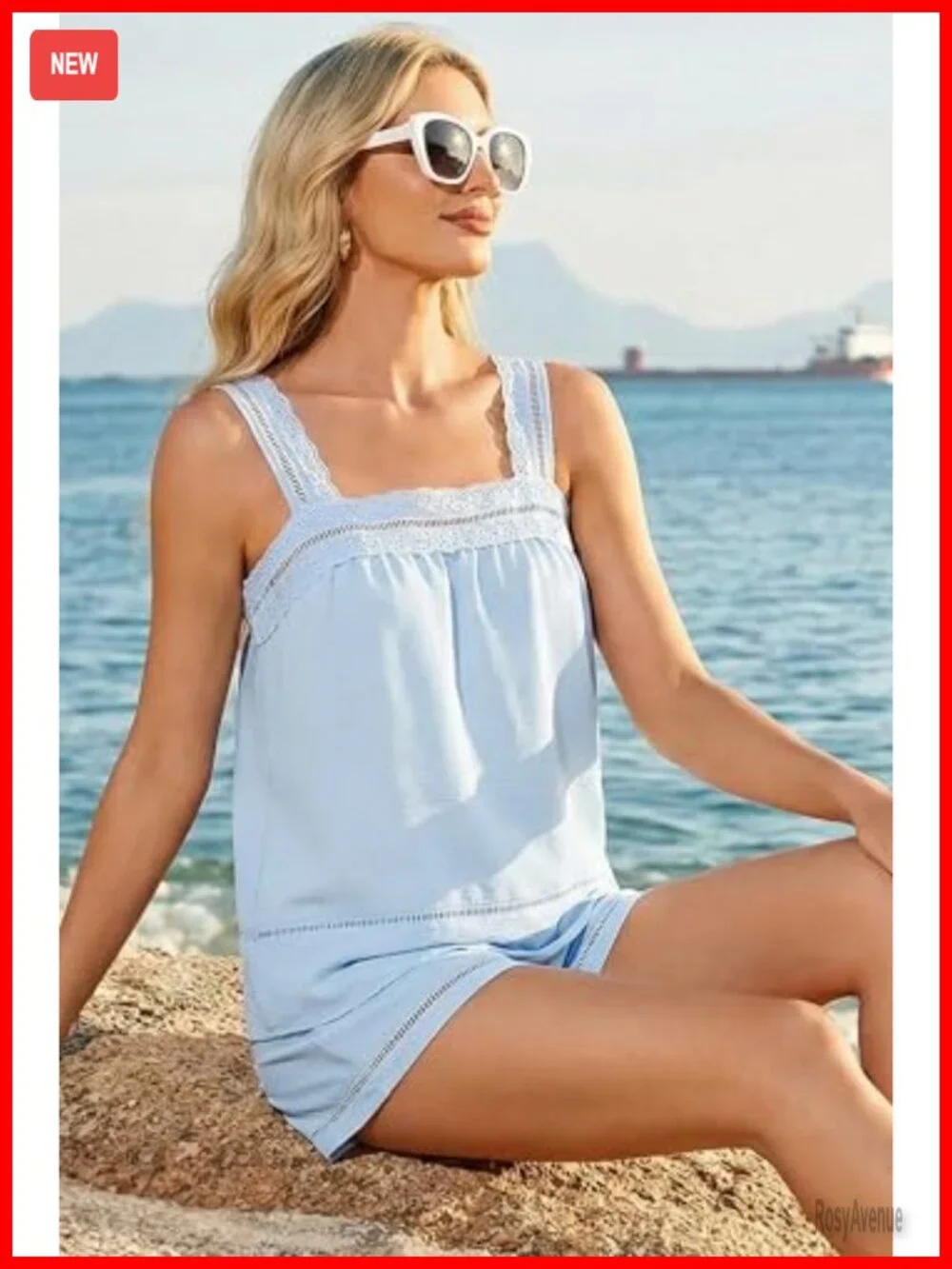 Lace Tank Top and Shorts Pajama Set - Bridal Sleepwear Pj Set Cute